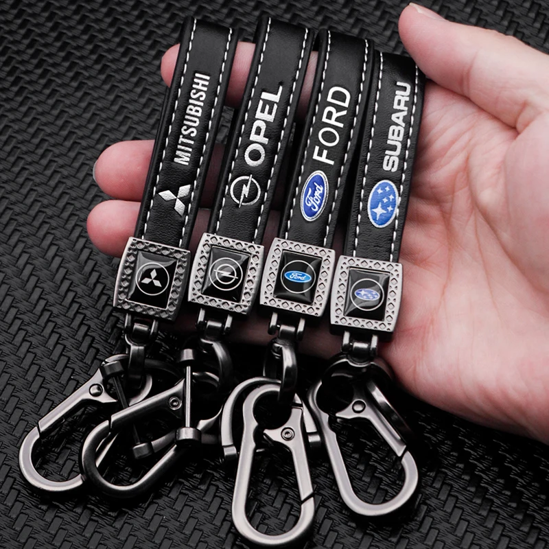 

Car Logo Keychain 360° Horseshoe Buckle Leather Keyring Gifts For Bmw Lexus Volkswagen Fiat SEAT Honda KIA Peugeot Accessories
