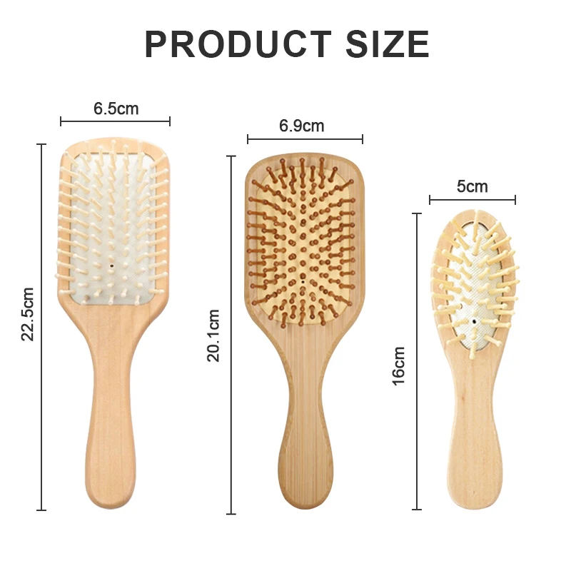 Бамбуковые расчески Подушка Массажная щетка для волос Антистатические