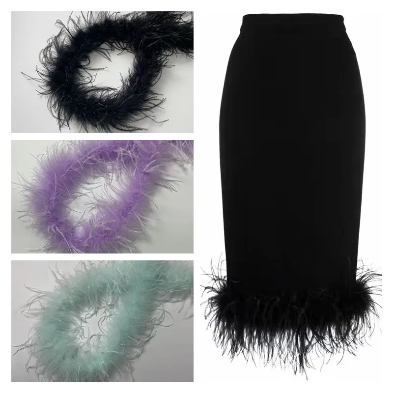 2 ярда 20 цветов окрашенный страус перо отделка Боа Модный меховой шарф для