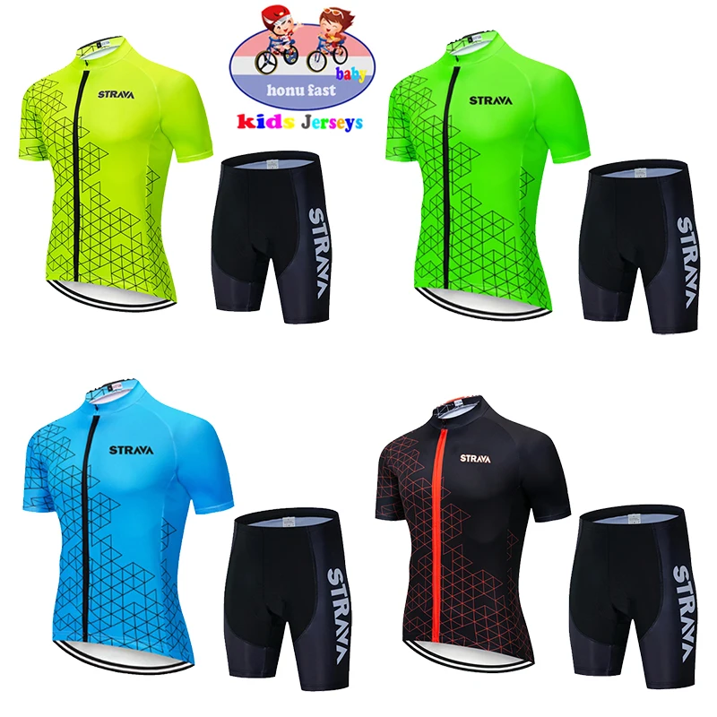 

High quality Kids STRAVA Cycling Clothing Kids Jersey Biking Suit Short Sleeve Clothes MTB Balance Car Children's Cycling Wear