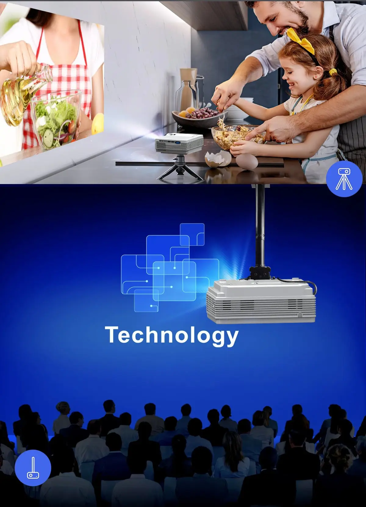 Умный портативный видеопроектор SUNYS 4K проектор для домашнего мини-кинотеатра