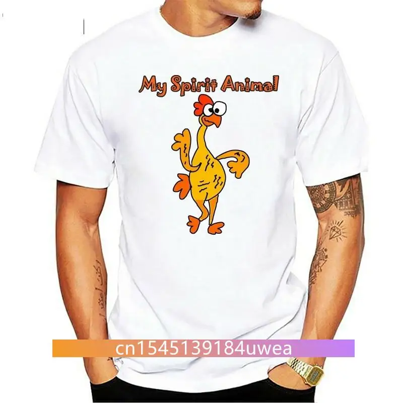 Funny Chicken My Spirit Animal Print Mens Tee Shirt Cotton Black Cartoon Design T-shirt Fool's Day