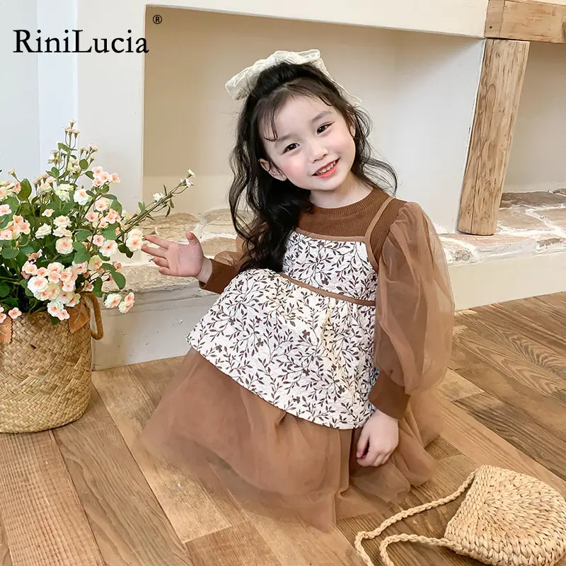 

Новинка 2023, детская одежда, платье, милые комплекты для маленьких девочек с цветочным принтом, топы, комплекты платьев, летняя одежда для нов...