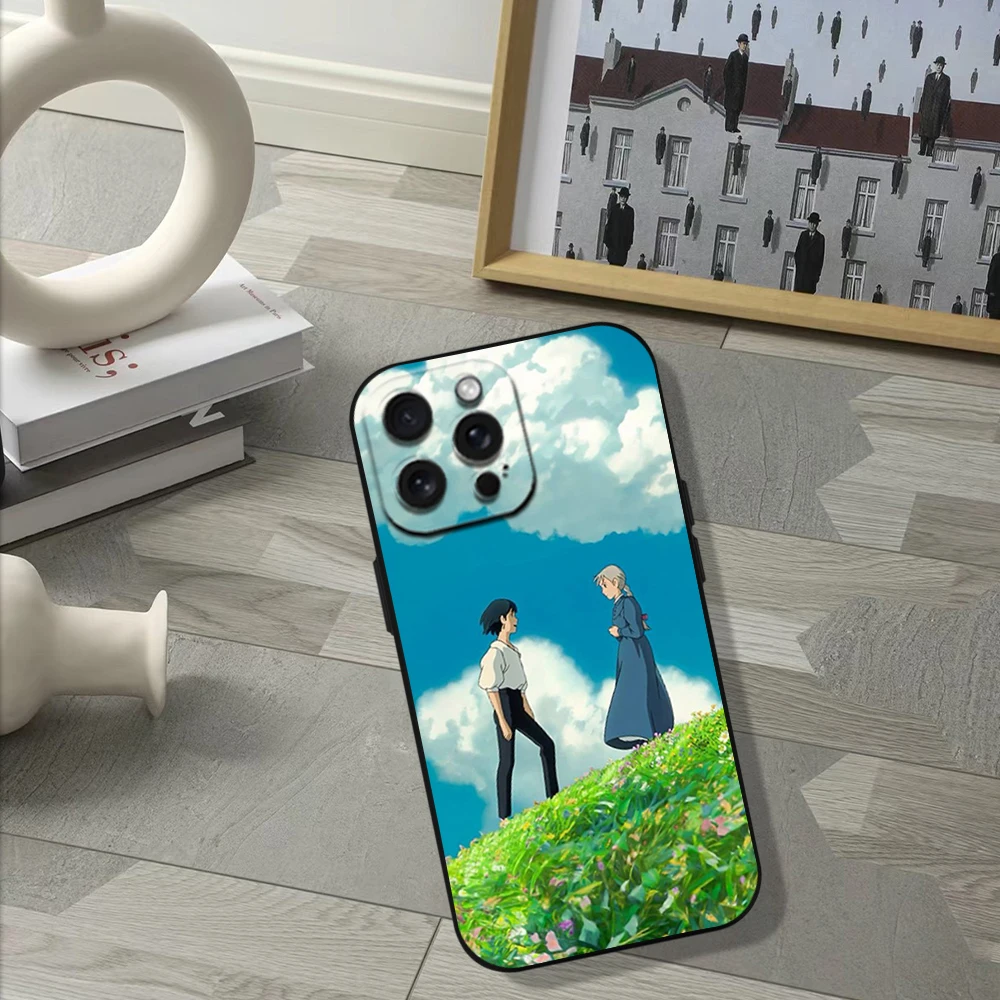 Cartoon H-Howls M-Moving Castle Phone Case For iPhone 11 12 13 14 15 16 Pro Max Plus Black Silicone Soft