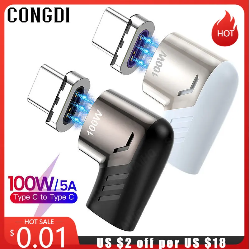 

USB To Type C Adapter 100W Magnetic Female To Type-c Male Converter Magnet Adapter For Xiaomi 11 Samsung S21 Ultra iPad MacBook