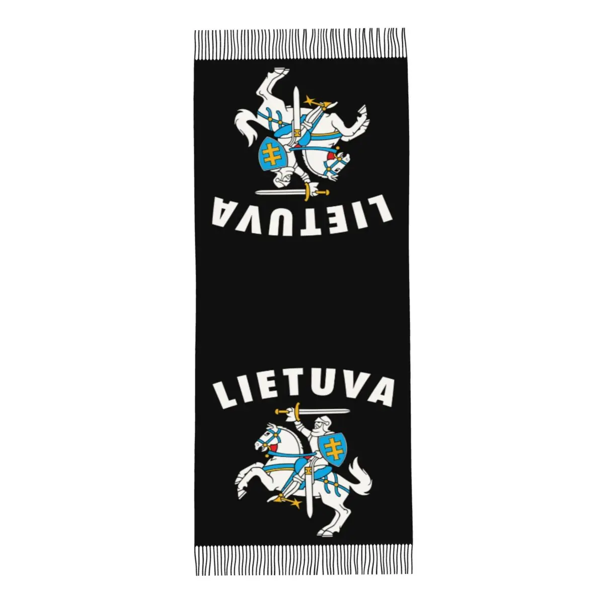 На заказ Lietuva Литва Герб Шарф с кисточками Женский мягкий платок Женские