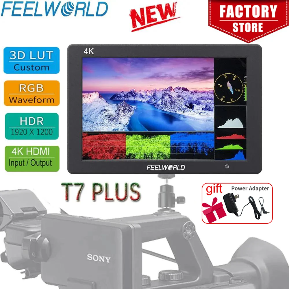 FEELWORLD T7 PLUS 7-дюймовый 3D LUT IPS 1920x1200 полевой монитор для камеры алюминиевый корпус