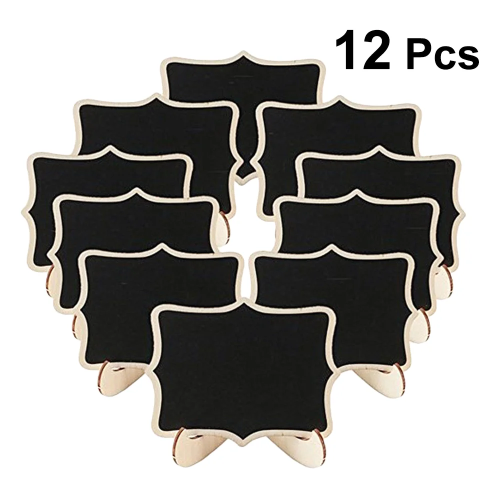 

12pcs Mini Decorative Board Chalkboard Blackboard Message Board with Stand for Weddings Home Decor Embellishments