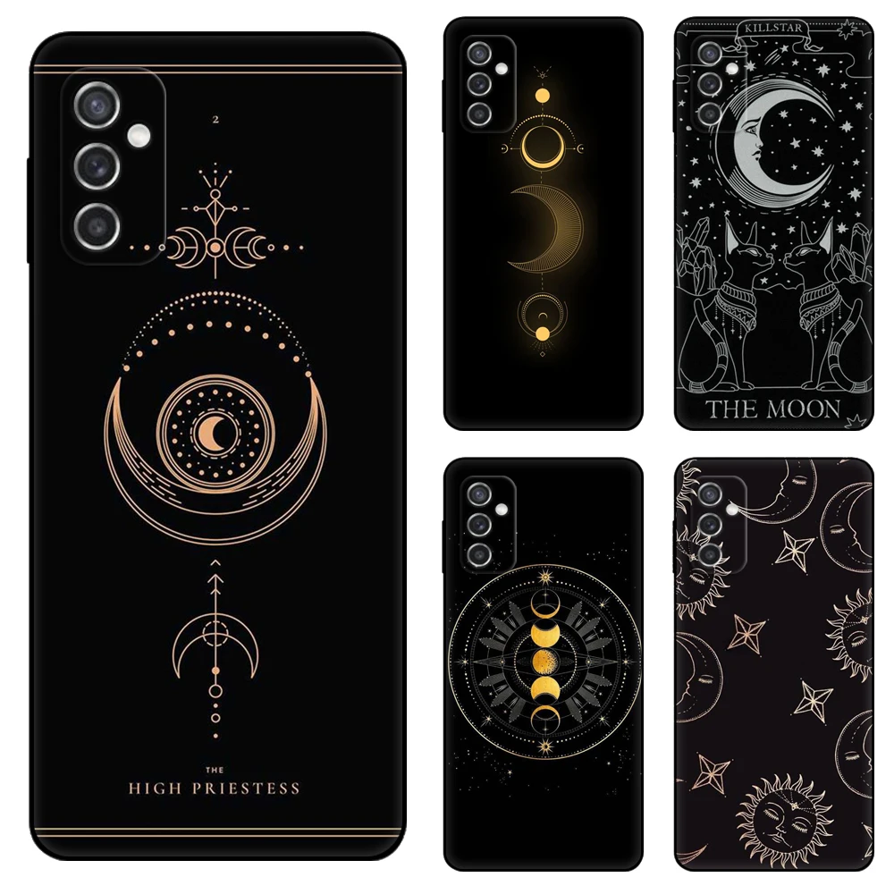 Черный чехол из ТПУ с рисунком ведьмы Луны Таро загадки для Samsung Galaxy F23 M12 M22 M23 M32 4G M52 5G M30S M21 A04s