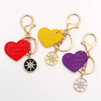 lovely heart keychain gold color star crystal backpack keyring stainless steel dangle hanging fashion jewelry leather key chain