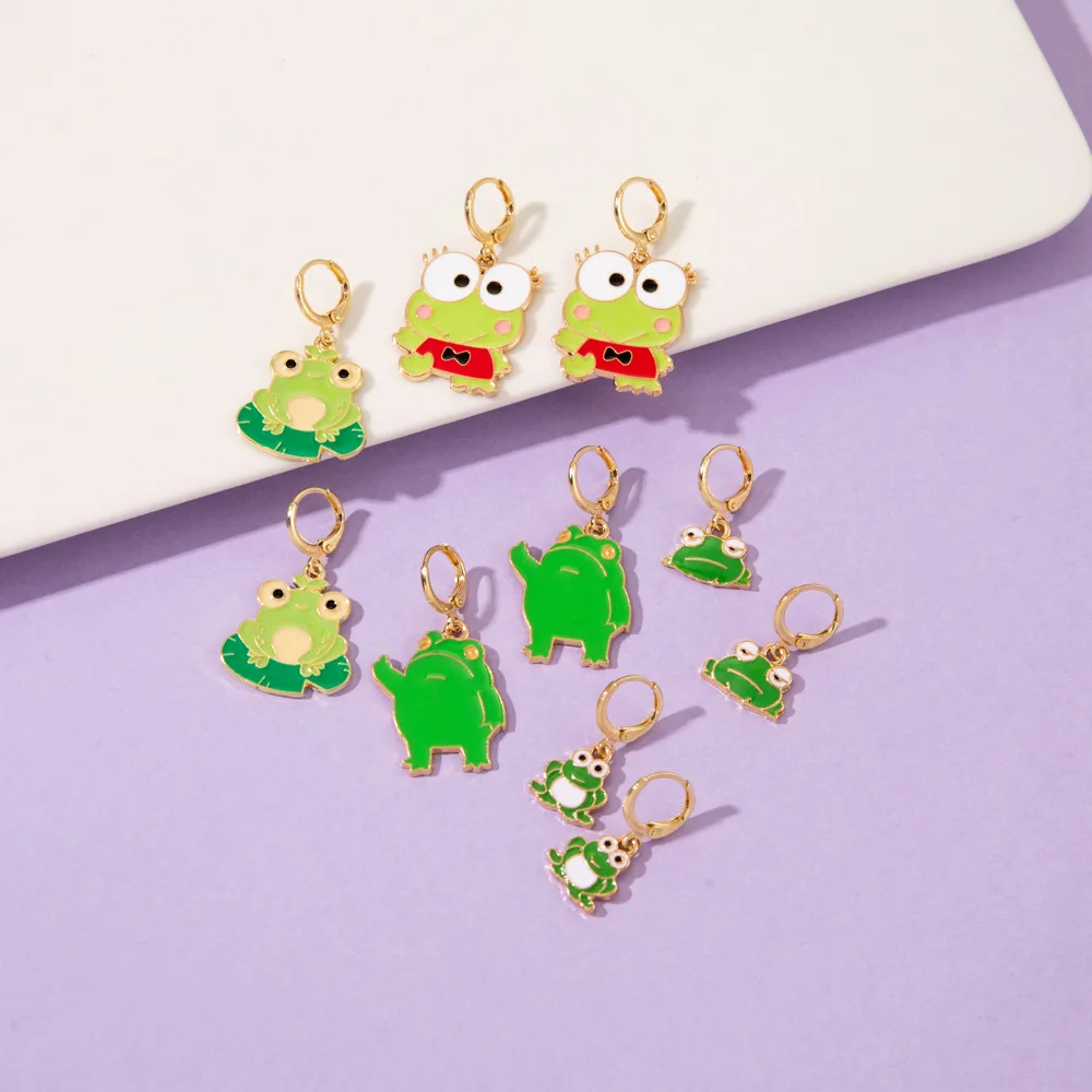

New Lovely Enamel Colorful Frog Hoop Earrings for Women 2022 Fashion Piercing Dangle Earrings Cute Girls Charm Ear Jewelry Gifts