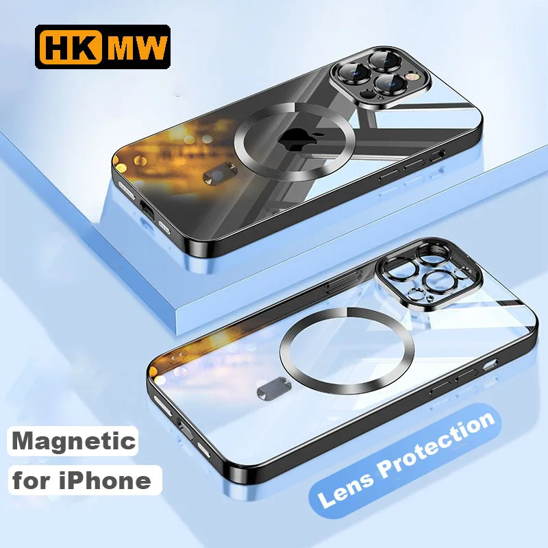 

For Magsafe Plating Camera Lens Protector Case For iPhone 14 13 12 11 Pro Max Plus XS XR Wireless Magnetic Charging Cover