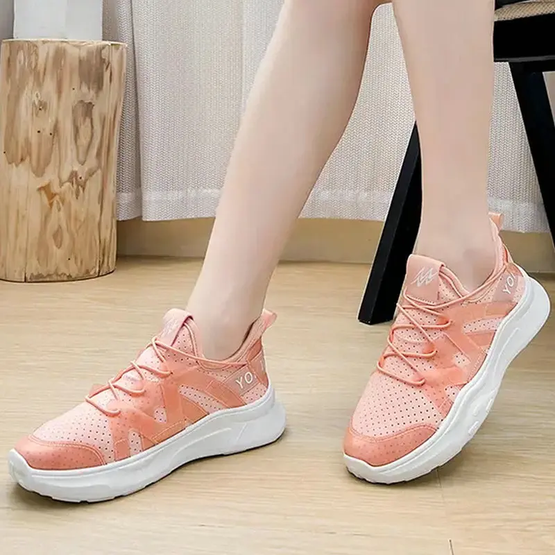 2023 Fashion Spring Female Sneakers Korean Mixed Colors Mesh Ladies Shoes Lace Up Casual Shoes For Women Zapatillas De Mujer