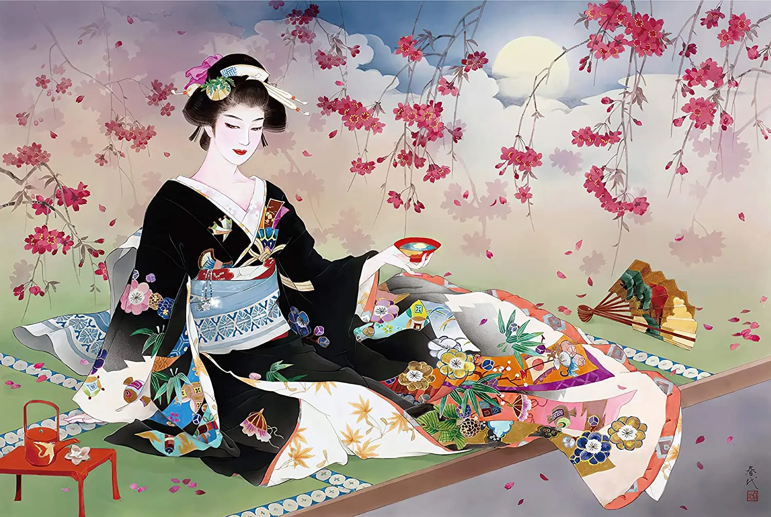 

Black kimono beauty painting wooden toys learning toys for children educational jigsaw puzzle