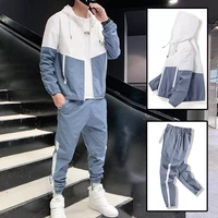 dropshipping patchwork hip hop casual mens sets 2022 korean style 2 piece sets clothes men streetwear fitness male tracksui