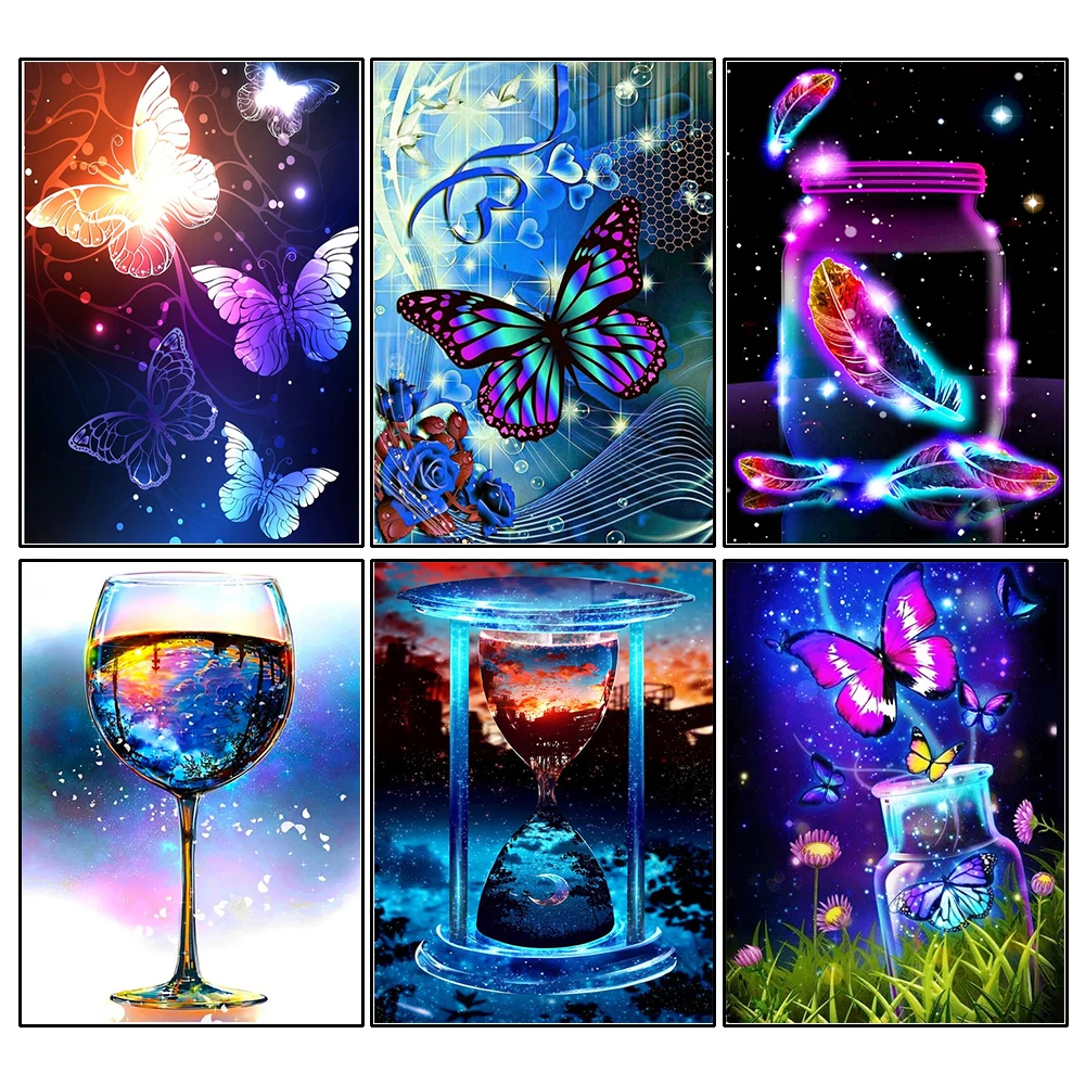 Полная круглая алмазная живопись вышивка крестиком бабочка 5D сделай сам пейзаж