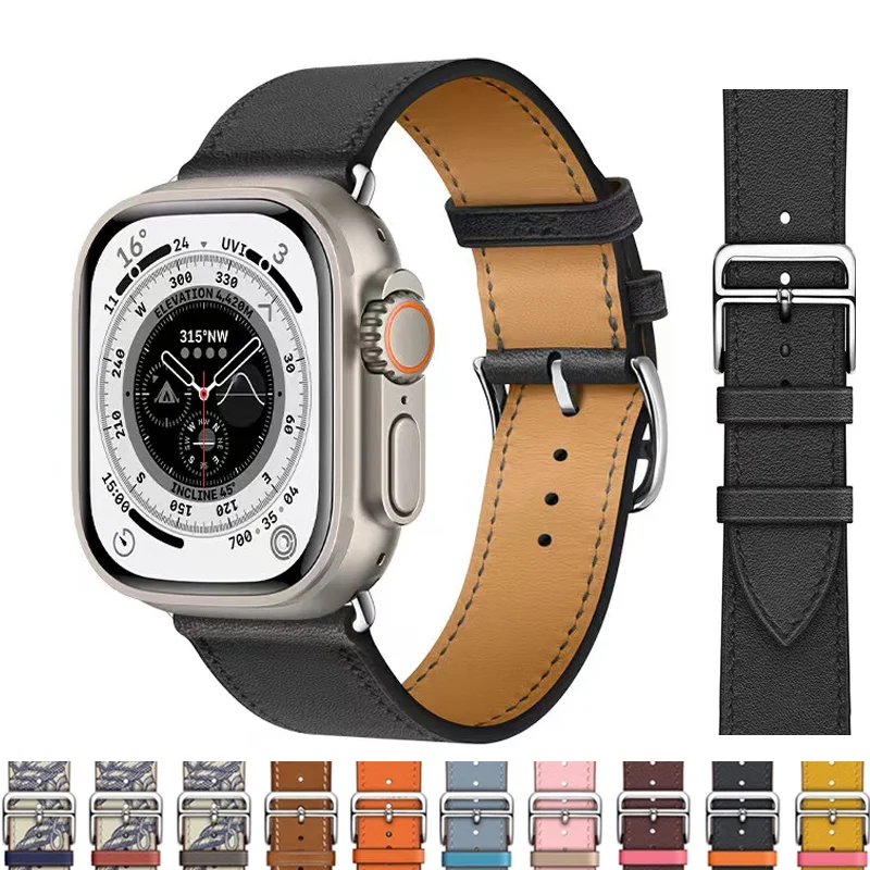 

Leather loop For Apple watch ultra 49mm band 44mm 41mm 45mm 42mm 38mm/40mm 44 mm smart watch bracelet iWatch series 4 5 6 SE 7 8