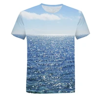 2022summer seaside scenery graphic t shirts fashion mens t shirts with casual beach style 3d print nature landscape pattern