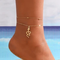 bohemian gold snake anklets for women silver love girls chain foot jewelry leg charms chain beach bracelets accessories