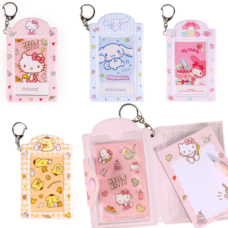 

13CM Sanrios Kawaii Series Card Case Set Mymelody Cinnamoroll Pompom Purin Kitty Cute Cartoon Key Chain Card Case