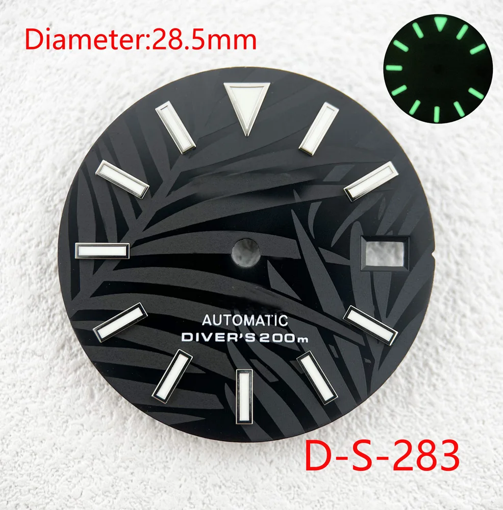 28.5MM Bamboo Leaf Watch Dial Green Luminous Modified Dial Suitable for NH35 NH36 Movement Men Watch Accessories