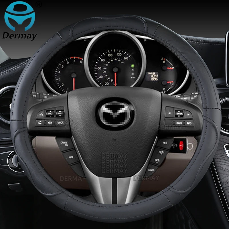 

for Mazda CX3 CX4 CX5 CX6 CX7 CX8 CX9 CX30 CX50 CX60 CX70 CX80 CX90 Genuine Leather Car Steering Wheel Cover Auto Accessories