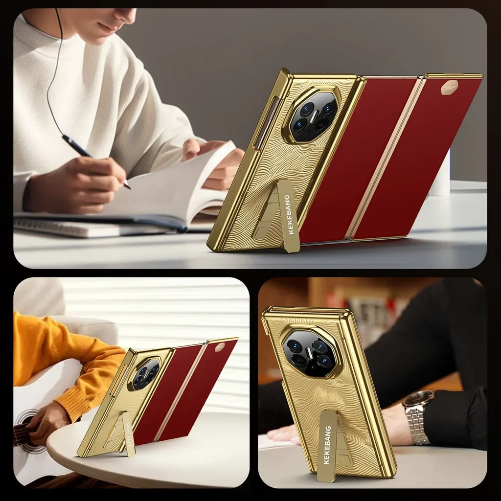 Элитный чехол с 24-каратным золотым покрытием для Huawei Mate XT Ultimate с магнитным шарниром 360° °   Вращающаяся подставка из сплава с закаленным стеклом (art.: 3920d9239673d) - 3920d9239673d