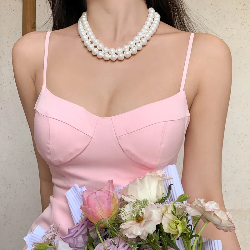 

Timeless Wonder Layered Chunky Faux Pearl Chains Necklace for Women Designer Jewelry Gothic Ins Rare Korean Gift Trendy Top 4522