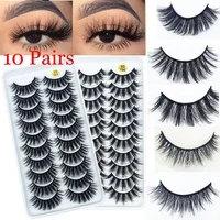 10 pairs false eyelashes natural long wispies fluffy 3d mink hair eye lash extension full volume women beauty multilayers new