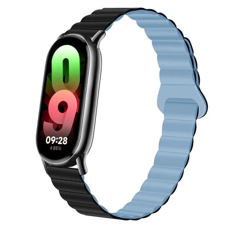 Magnetic Silicone Strap For Xiaomi mi band 8 Sport Bracelet Replacement Watchband For Mi band 8 Strap Double color Wristband