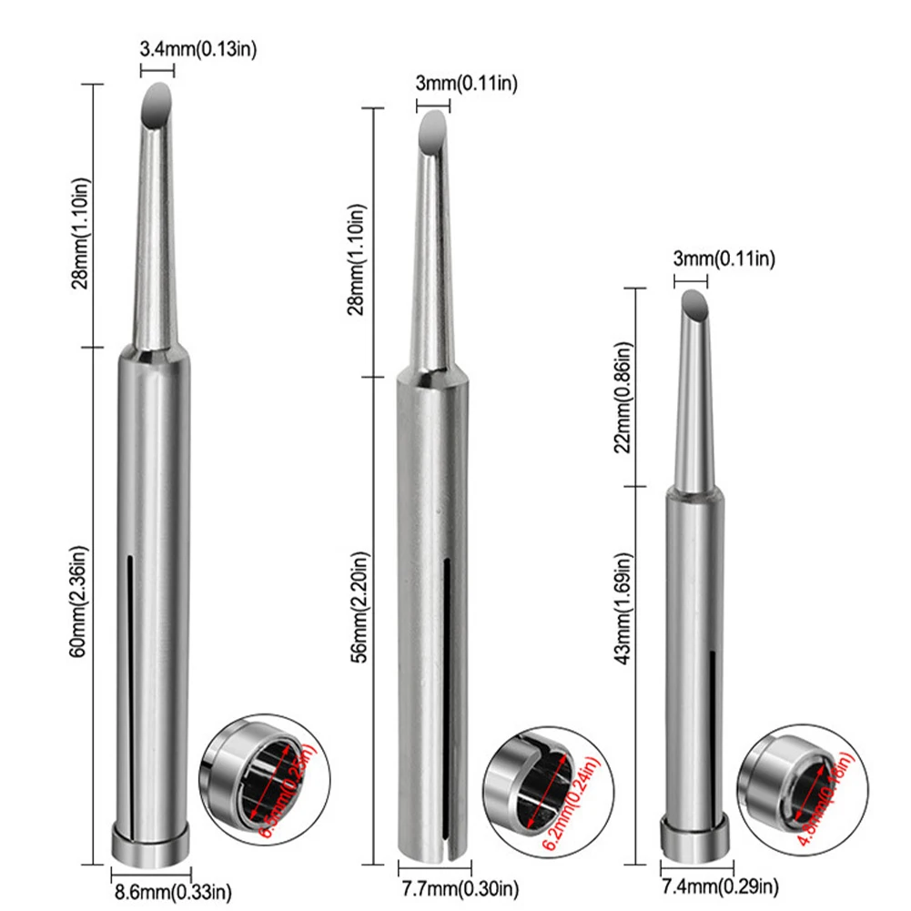 

3pcs 20W 35W 50W Internally Heated Soldering Iron Tip Electric Soldering Iron Electric Welding Tip Replacements