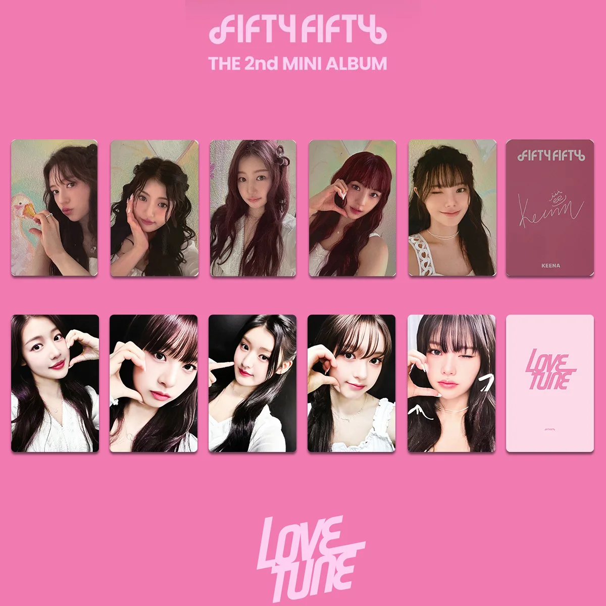Kpop FIFTY Love Tune Concept Photo Card Двусторонняя розовая карта ЛОМО KEENA CHANELLE MOON YEWON HANA ATHENA