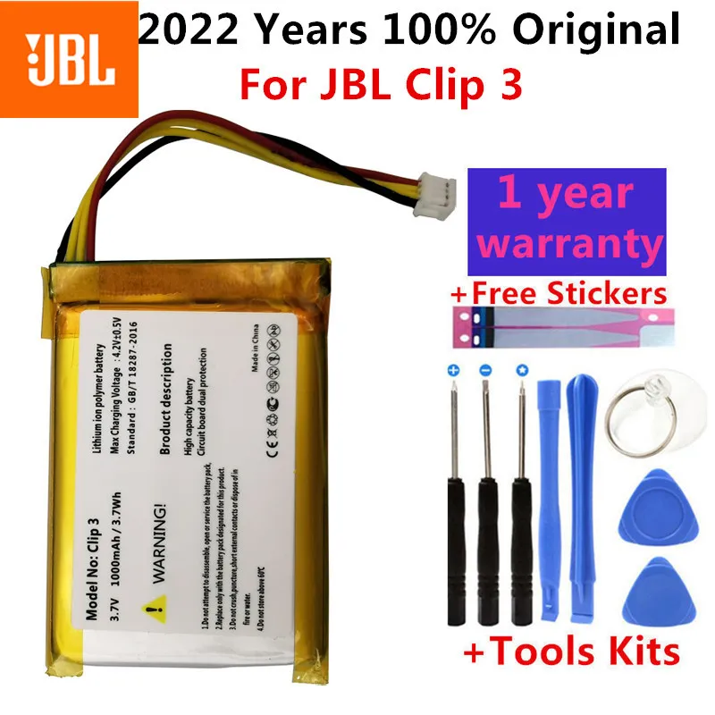 Batería de repuesto 100% Original para JBL, L0721-LF de 1000mAh para JBL Clip 3, Clip 3AN, Clip 3, baterías de altavoz de arena