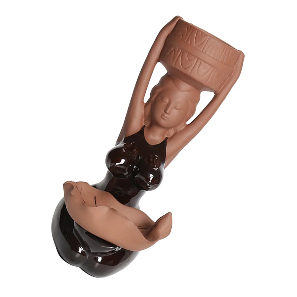 

Waterfall Burner Holder Backflow Cone Flow Water Censer Aroma Flowing Figurinesfalls Lady Vintage Lotus Fall