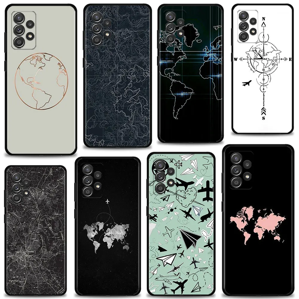 

Phone Funda Luxury Popular Planes Map Designs For Samsung Galaxy A51 A41 A72 A71 A21s A02s A52 A32 4G A12 A31 Protection Armor