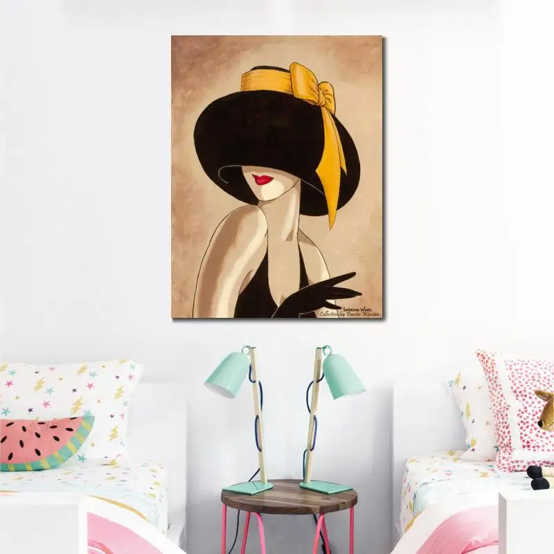 Холст ручной работы абстрактные картины женщина в шляпе современное искусство