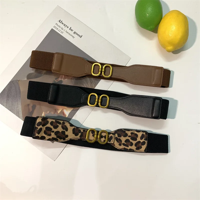 New Korean Belt Women's Fashion Decoration Wide Belt Leopard Print with Dress Suit Coat Elastic Waist Seal Belts for Women