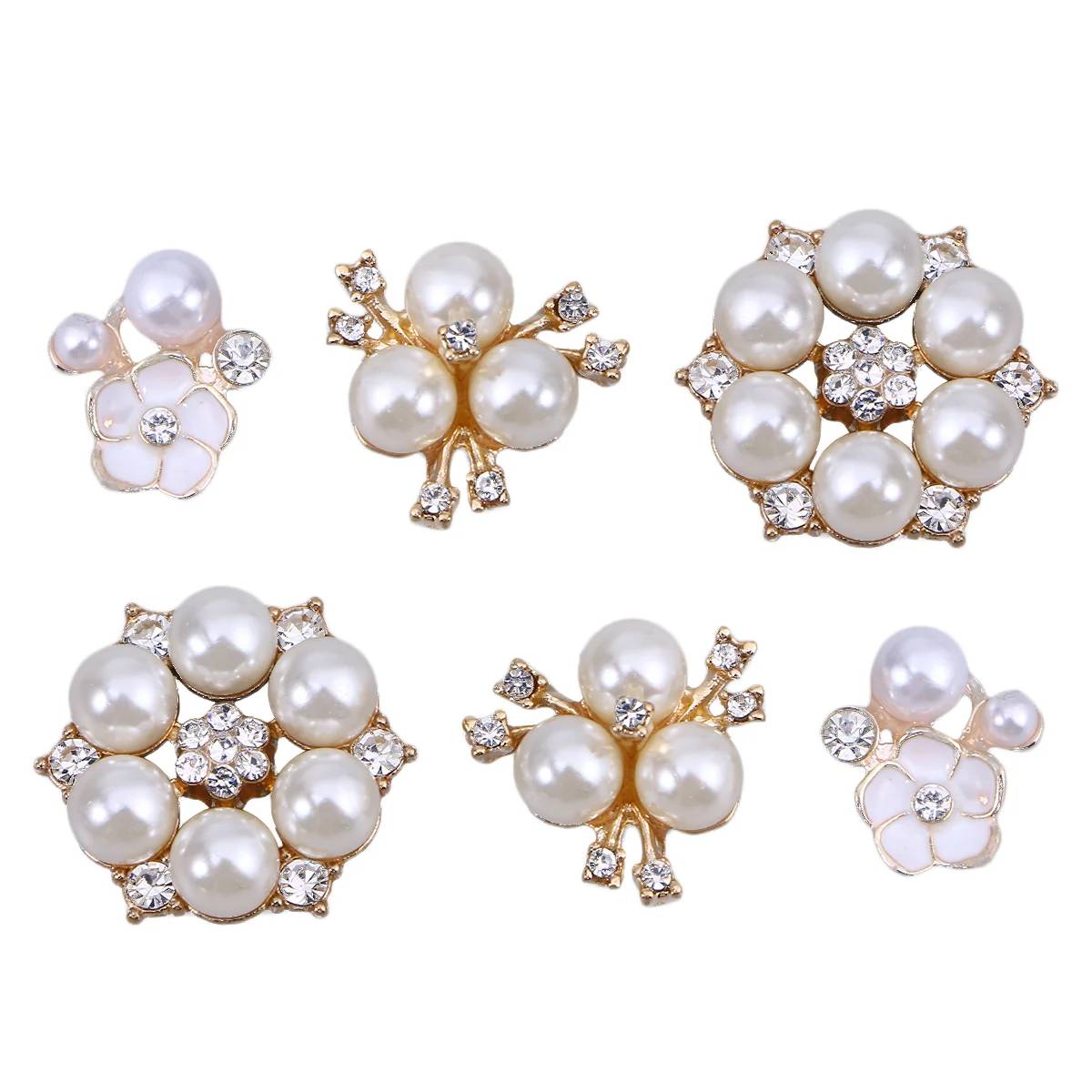 

30 Pcs Rhinestone Pearl Embellishments Faux Diamond Flower Hair Accessories Pearl Brooch Flatback Pearl Buttons for Wedding