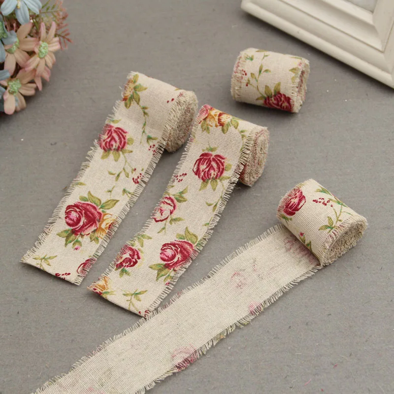 

HOT Rose flowers Natural Hessian Jute Burlap tassels lace Ribbon braided fabric DIY Craft Christmas Home Wedding Party Decor
