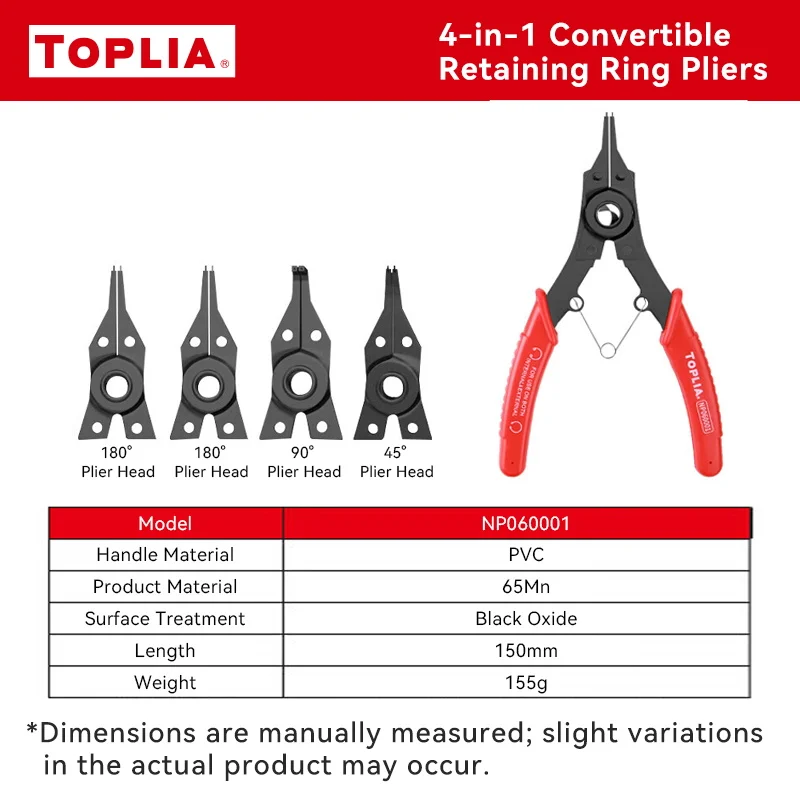 

ТОПЛИА Плоскогубцы 4-в-1 для стопорных колец