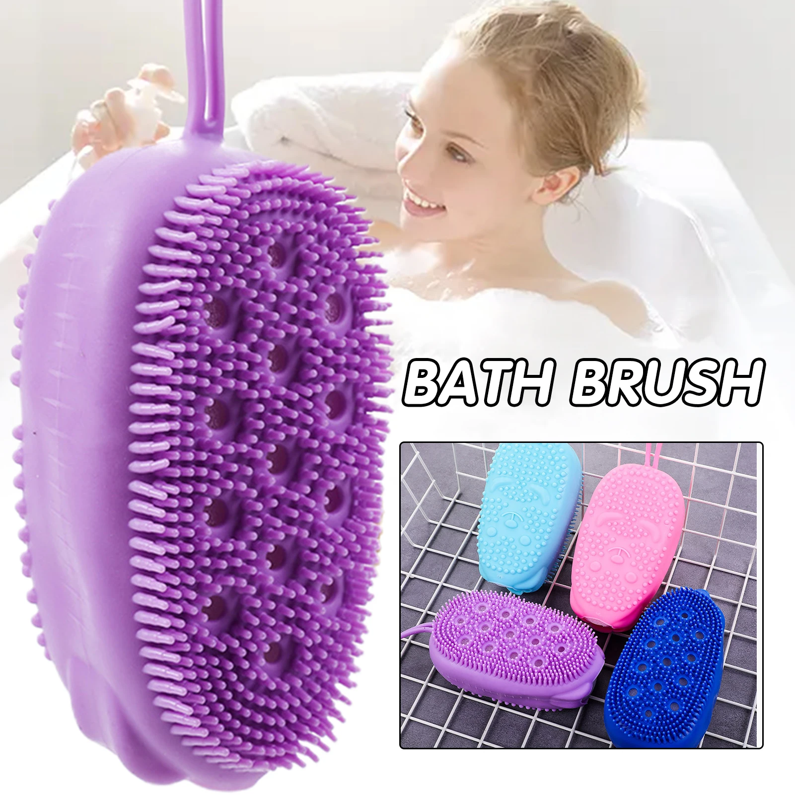 

5pcs Silicone Sponge Body Scrub Exfoliating Scalp Massager Improve Circulation Hanging Bath Brush Shower Deep Cleaning Product