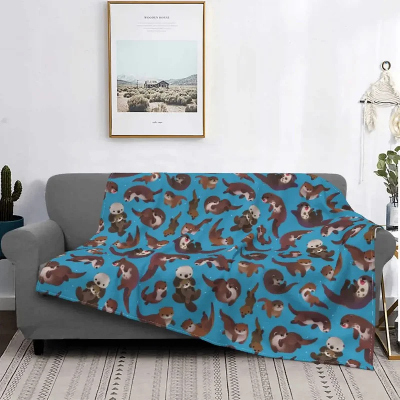 

Kawaii Sea Otters Blanket Velvet Printed cute for kids child animal Multi-function Super Soft Throw Blankets for Bedding Bedroom