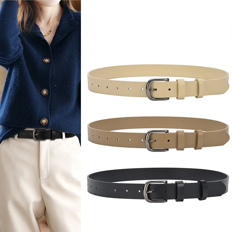 2023 Full Grain Casual Women Jeans Belt Strap European Genuine COW LEATHER Femme Ceinture High Quality Cowhide Waistband Belts