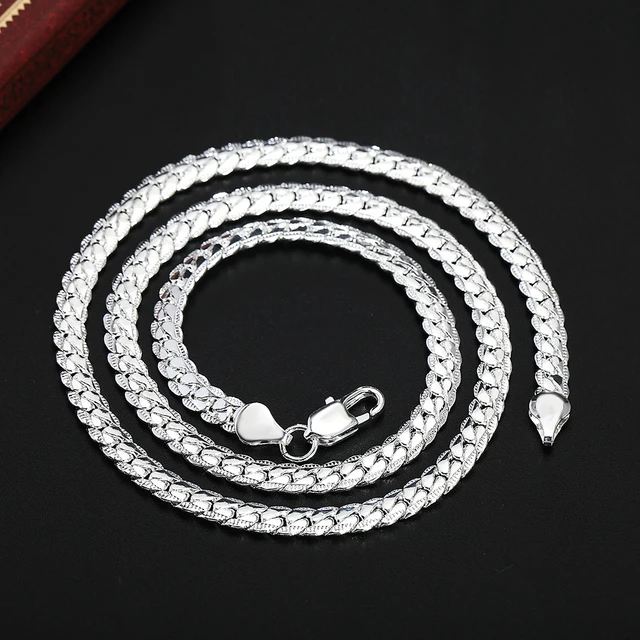 20-60cm 925 sterling Silver luxury brand design noble Necklace Chain For Woman Men Fashion Wedding Engagement Jewelry 5