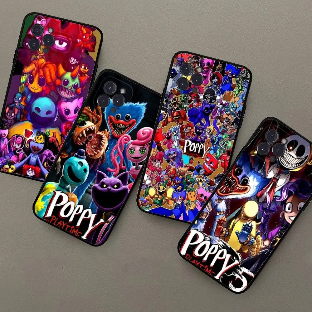 Фото Чехол для телефона с дизайном из игры P-Poppys Game Playtimes (жуткий хоррор-стиль) для iPhone 17 16 15 14 13 12 11 Pro Max Plus mini, силиконовый, черный №1