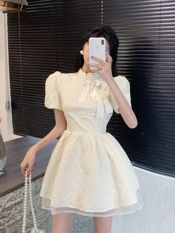 Платье с принтом Новинка лета 2024 милое платье коротким рукавом для девушек