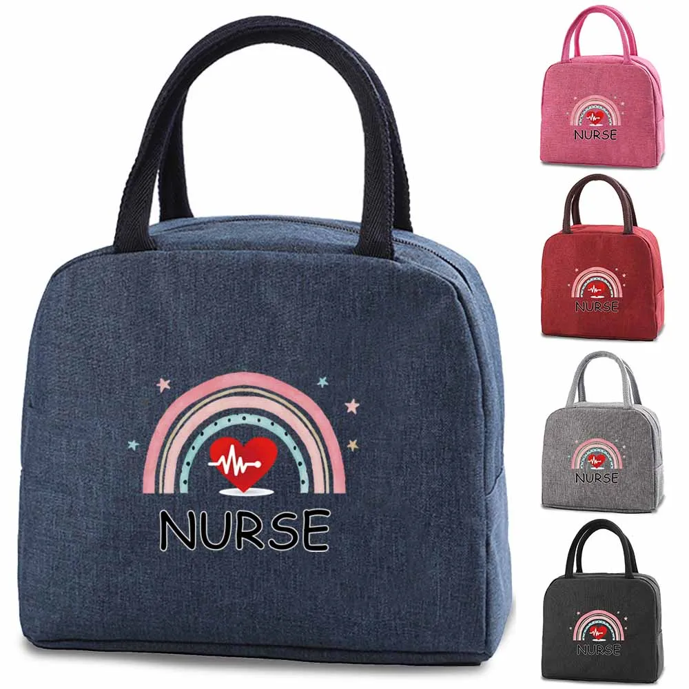 

1Pcs Portable Lunch Bag Child Girl Canvas Cooler Bags Women Nurse Work Organizer Thermal Food Picnic Insulated Lonchers Handbags
