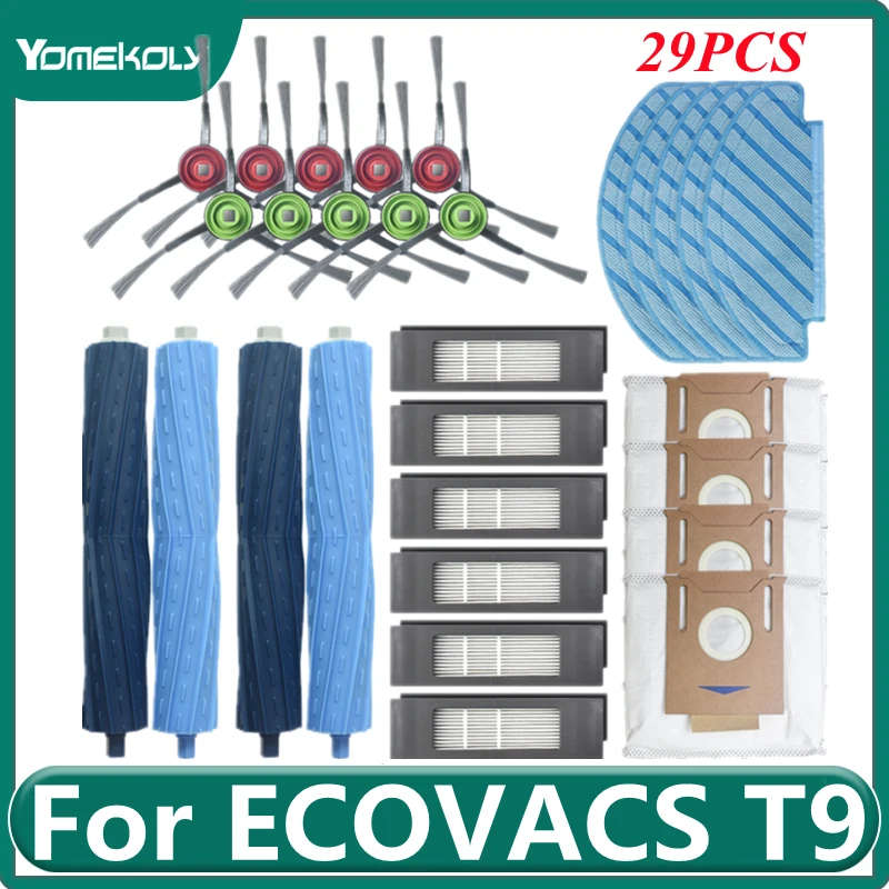 

For ECOVACS DEEBOT OZMO T9 AIVI / T9 AIVI+ Robot Vacuum Cleaner Main/Side Brush Dust Bag HEPA Filter Disposable Mop Cloth Parts