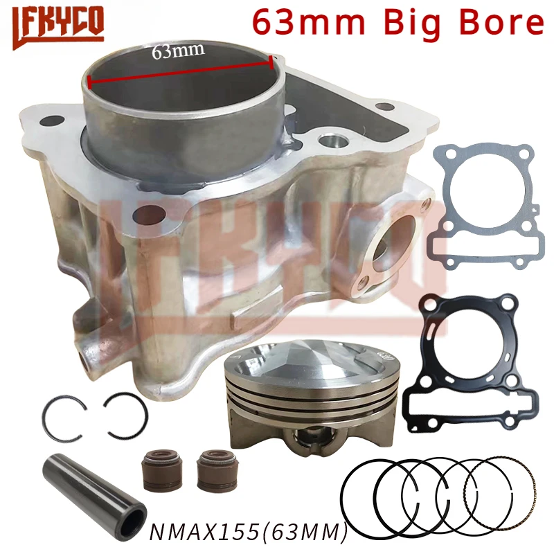 

Деталь двигателя 63 мм, комплект цилиндра с большим отверстием 155CC до 183CC для двигателя Yamaha NMAX N Max 155 Aerox155 Aerox TRICITY R15 NVX