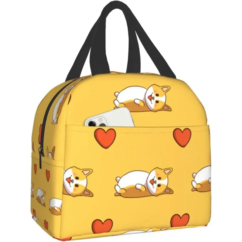 

Cute Corgi Sleeping and Love Print Lunch Box, Kawaii Small Insulation Lunch Bag, Reusable Food Bag Lunch Containers Bags